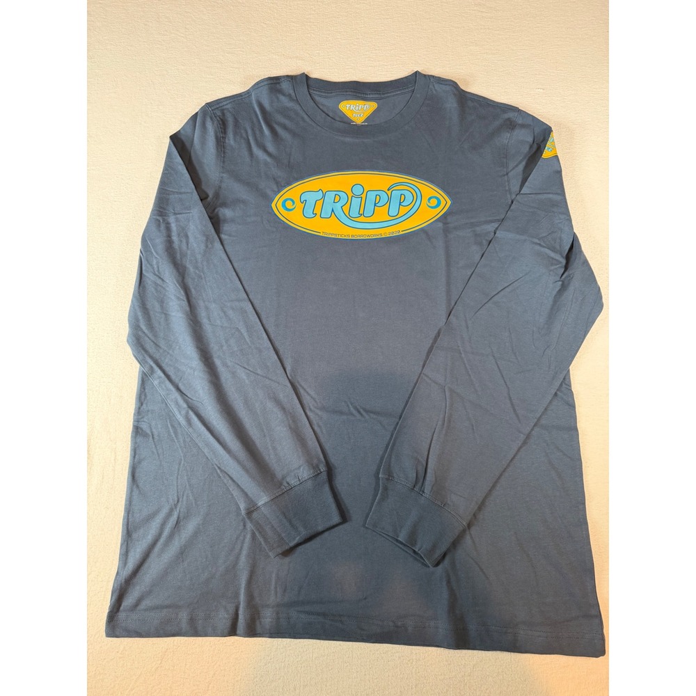 Tripp Teez Mens XL Tall Long Sleeve Graphic T-Shirt Blue Surf Sunset Logo Cotton